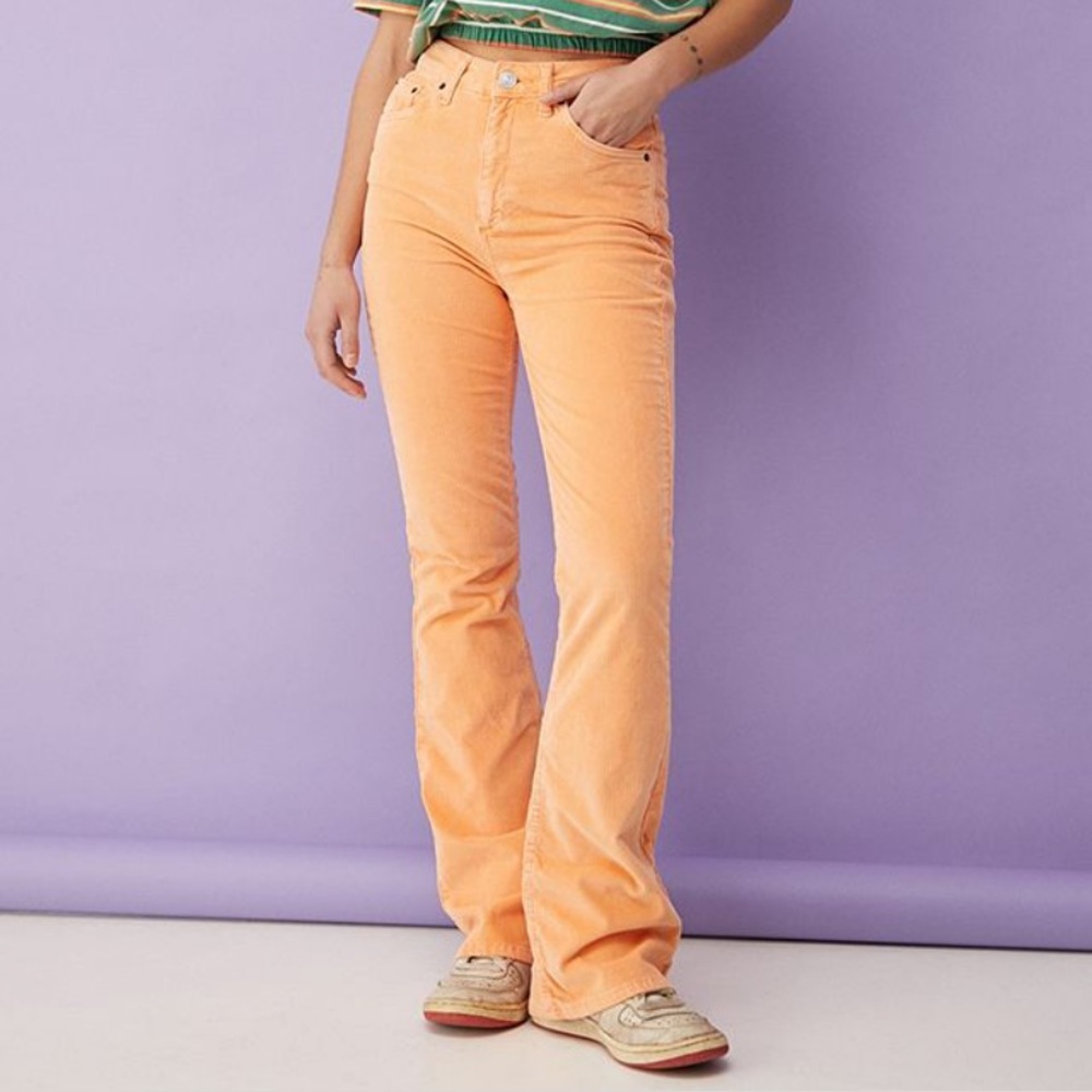 Urban Outfitters BDG high waisted corduroy flare jeans in tangerine orange
